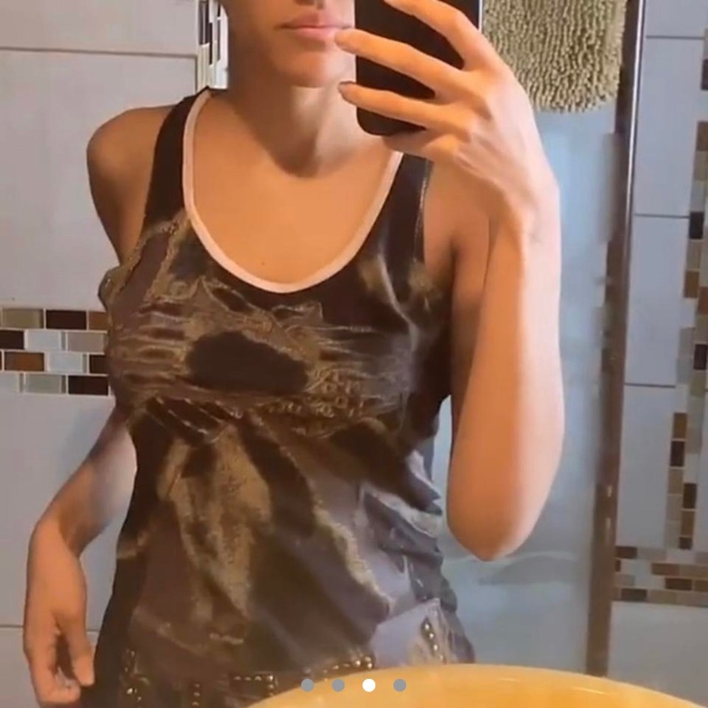 Rare Jean Paul Gaultier Mesh Graphic Print Tank Top